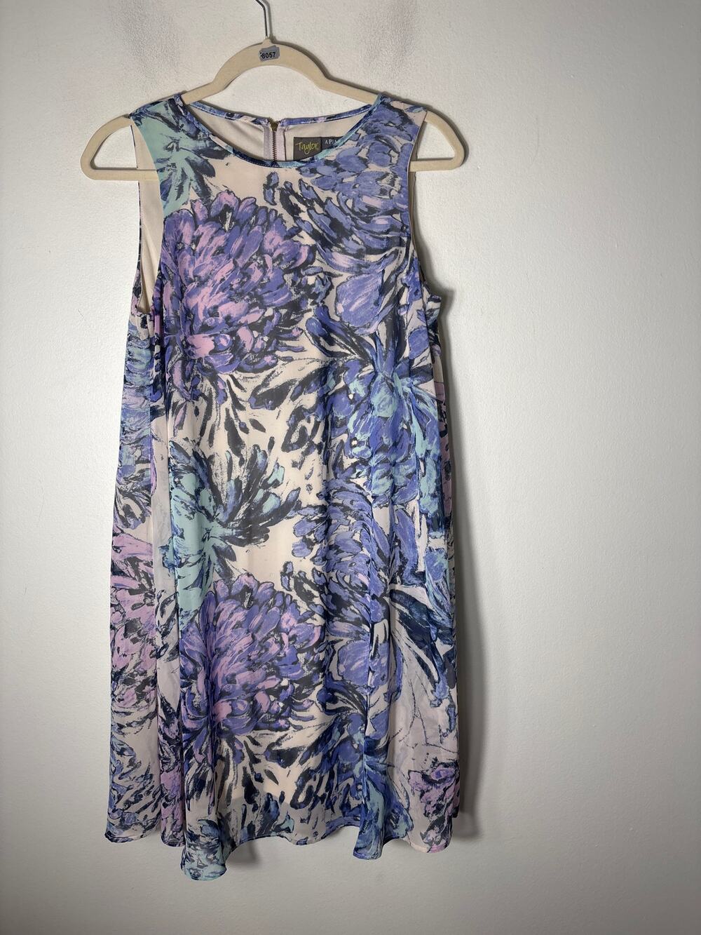 Taylor A Pea In The Pod Maternity Purple Floral Sleeveless Dress Sz M